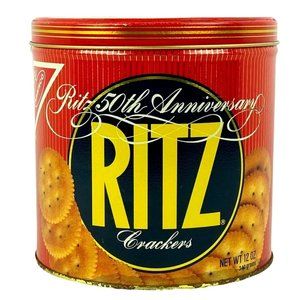 Ritz Cracker 50th Anniversary Tin Empty 12 Oz Nabisco 1984 Red Original Vintage